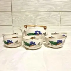 【未使用】有田焼 香蘭社 茶器セット 急須 湯呑5客 金彩 青花 蘭 煎茶器揃