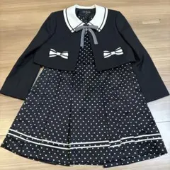 120ブラック ボレロジャケットリボン付 フォーマルワンピース 入学式 卒園式