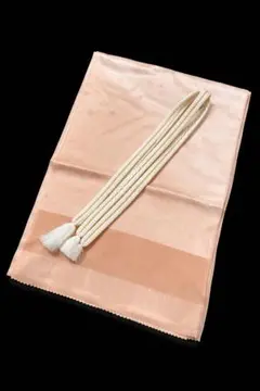 ⑥正絹 帯揚げ 帯締め セット 淡サーモンピンク 白×金 フォーマル 入学式