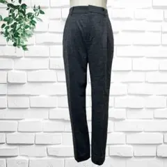極美品【インディヴィ】ウールテーパードパンツ　後ろウエストゴム　オフィス　美脚