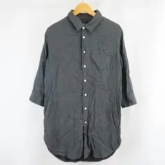 美品 VIRGO シワ加工 ロング シャツ 3 日本製 ダークグレー メンズのサムネイル