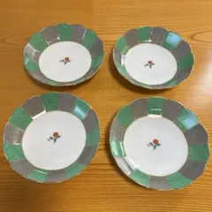 香蘭社 榛摺山葵色地紋 小鉢 中鉢 4枚セット 15cm 小菊 金彩 グレー/緑のサムネイル