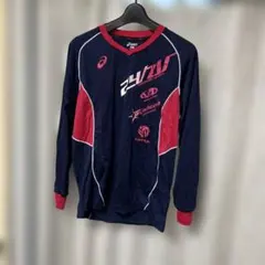 asics 長袖 ウォームアップウェア S ネイビー/レッド