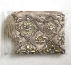【新品未使用】東京かんかん　KANKAN ビーズ刺繍ポーチ