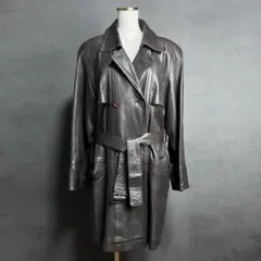 羊革 レザートレンチコート M ブラウン L相当（実寸）