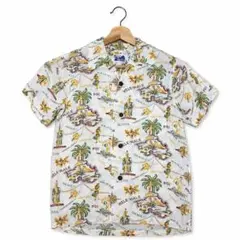 【美品】ビームス 雷門 アロハシャツ レーヨン 総柄 ホワイト オープンカラーのサムネイル