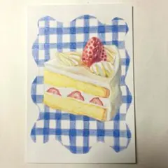 手描きイラスト ショートケーキ アートカード