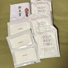ホテルアメニティ ボディタオル スポンジ 6点とお年賀タオル