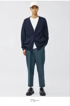 【試着のみ】GU メンズ ドライワイドイージーアンクルパンツ BLUE　Ｓサイズ