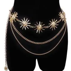 太陽 ゴールド クロスボディ チェーンベルト