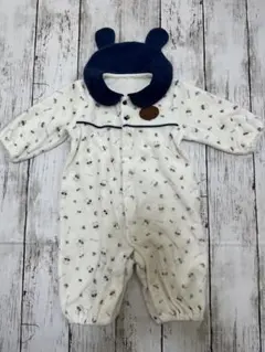 クマ耳付き　ロンパース　カバーオール　ドレスオール　長袖　バースデイ