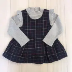 チェックペプラムドッキングチュニック　petit main サイズ110
