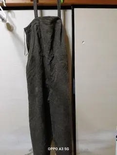 ダークグレー サロペット ウエストリボン付き