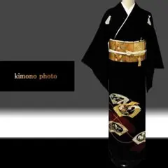 正絹【新品、未使用】極上逸品【トールサイズ】本金箔金駒刺繍 黒留袖フルセット6点