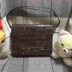 ヴィンテージ風 パッチワーク ハンドバッグ ブラウン