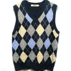KANSAI JEANS アーガイル ニットベスト 【LL】古着
