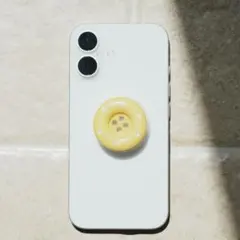 スマホグリップ ボタン イエロー 韓国 バレエコア　ウィッシュコア　ボタンコア