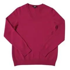 ユニクロ　カシミヤVネックセーター　ピンク　XL