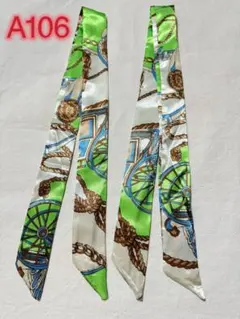 A106スカーフ　細いスカーフ3.8×85cmリボンスカーフ バッグスカーフ2本