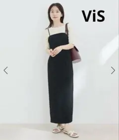 ViS ビス　ワンピース Iラインスリットキャミワンピース　Mサイズ　ブラック