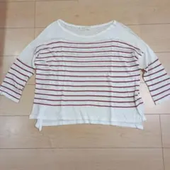 a play with a happy ending ストライプ七分袖Tシャツ