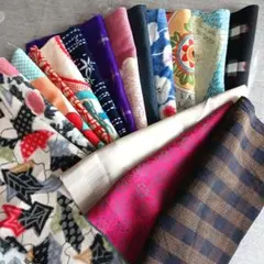 【古布】　大島紬、正絹、木綿など色々　ハギレ　16種類