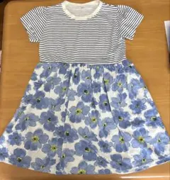 花柄ストライプ半袖ワンピース