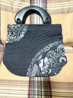 パッチワークデザイン ハンドバッグ 黒