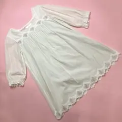 ピンクハウス 生成 バラ刺繍レース使い チュニックブラウス