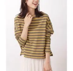 ナノ・ユニバース　ボーダーワイドドロップトップス