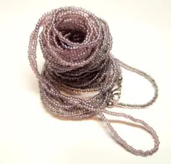 1031. ハンドメイド 超ロングビーズネックレス（パープル系）