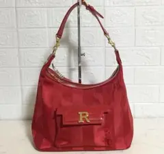 no38013 ROPE ロペ レザー ナイロン サテン ハンド バッグ
