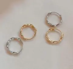 ステンレス ☆人気上位 シルバーゴールド シンプルフープピアス 金アレ