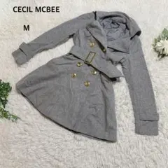 セシルマクビー　コート ダブルブレスト　ウール混　ベルト付き　平成ギャル　M 灰