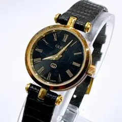 稼働品 グッチ ヴィンテージ ゴールド×黒 腕時計