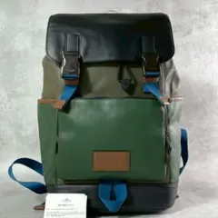 極美品 コーチ トラック バックパック リュックサック A4可 レザー カーキ