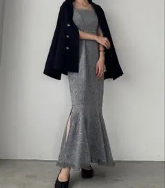 Louere ツイードハイウエストマーメイドキャミワンピース ワンピース・ドレス