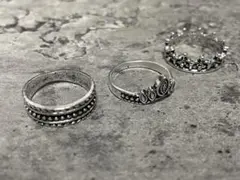 ボヘミアンスタイル シルバーリング 3点セット