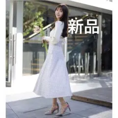 チェック柄フレアロングスカート