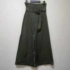 ムルーア　オリーブグリーン ワイドパンツ ベルト付き　ハイウェスト　S