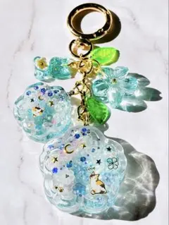 夜桜三毛猫　シャカシャカシェイカーレジンキーホルダー