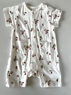 【新品】 petit main いちご柄ロンパース80 半袖