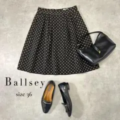 【Ballsey】ドットフレアスカート 黒 ベージュ 36 S〜M相当 きれいめ