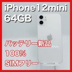 【美品】iPhone12mini 64GB SIMフリー 白 ホワイト 本体
