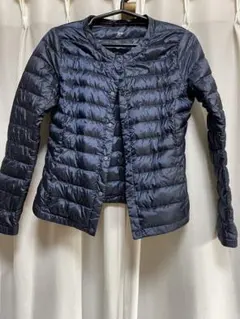 ネイビー キルティング ダウンジャケット