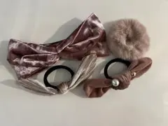 [新品]ヘアアクセサリー4点セット　ヘアゴム4個まとめ売り　ピンク系