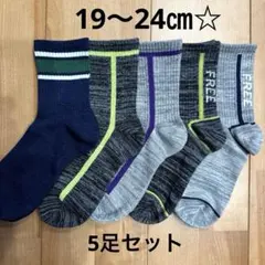 新品未使用☆クルー丈☆ソックス☆19〜24㎝☆5足セット☆男の子☆男児