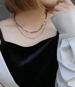 2連リンクチェーンネックレス ピンクゴールド