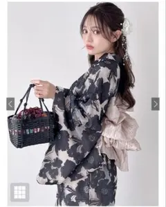 GRL 3点セット2Wayオーガンジー花柄セパレート浴衣 [tu1086]