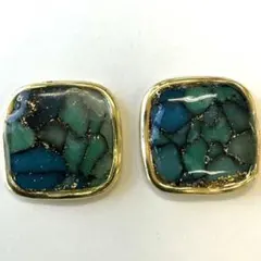 5794 ブルーとグリーン、ブラックのクラックピアス